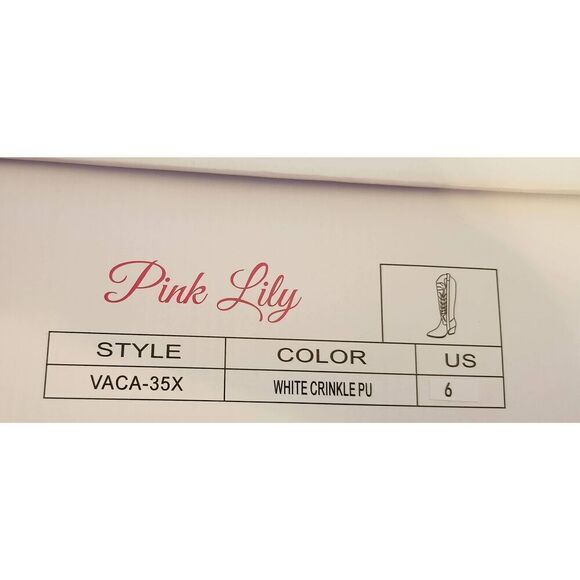 Pink Lily Beautiful New In Box Tall Shania White Cowboy Boots Size 6 - Picture 10 of 10